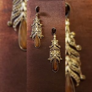 Gold and brown chandelier earrings